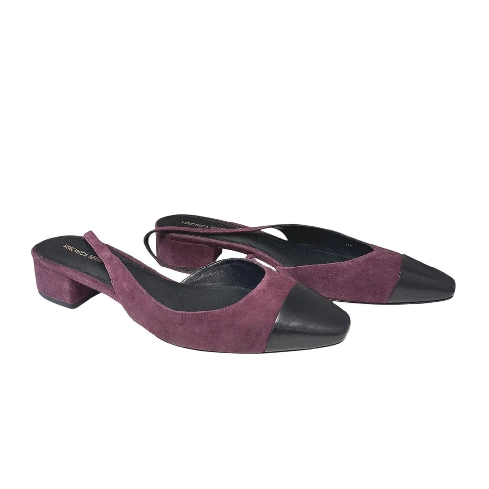 Veronica Beard Women's Cecile two tone leather suede slingback pumps 11M - Picture 1 of 8